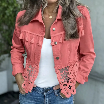 Jacke Damen | Spitzenbesatz & Knopfverschluss 4