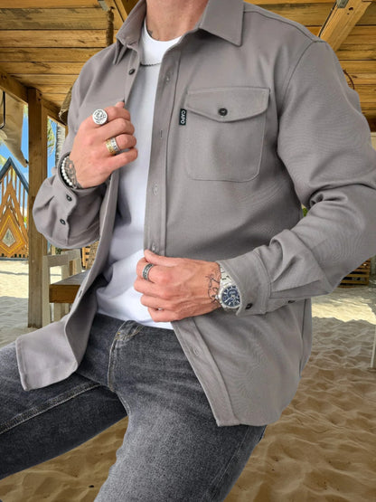 Oswin | Vielseitiges Overshirt aus robuster Baumwollmischung mit langem Arm und Knopfverschluss