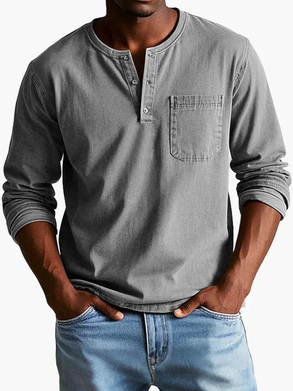 Langarmshirt Herren Henley-Stil | Bequem & Vielseitig Kombinierbar 5
