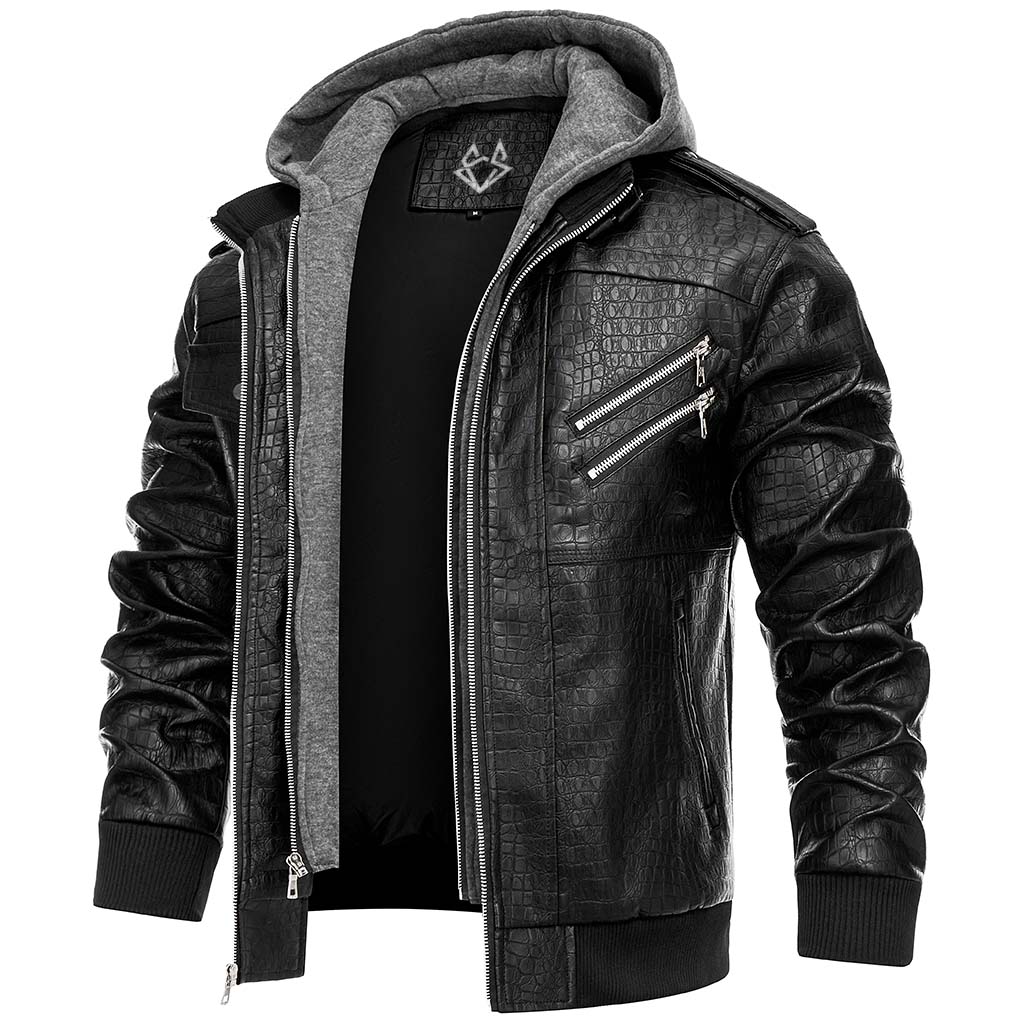 Herren Jacke Abnehmbare Kapuze Streetwear Regular Fit 1