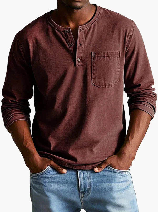 Langarmshirt Herren Henley-Stil | Bequem & Vielseitig Kombinierbar 2