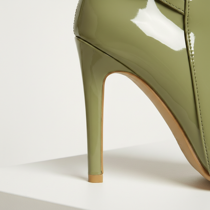 Damen Stiefeletten Glanzoptik Stiletto-Absatz Reißverschluss 5