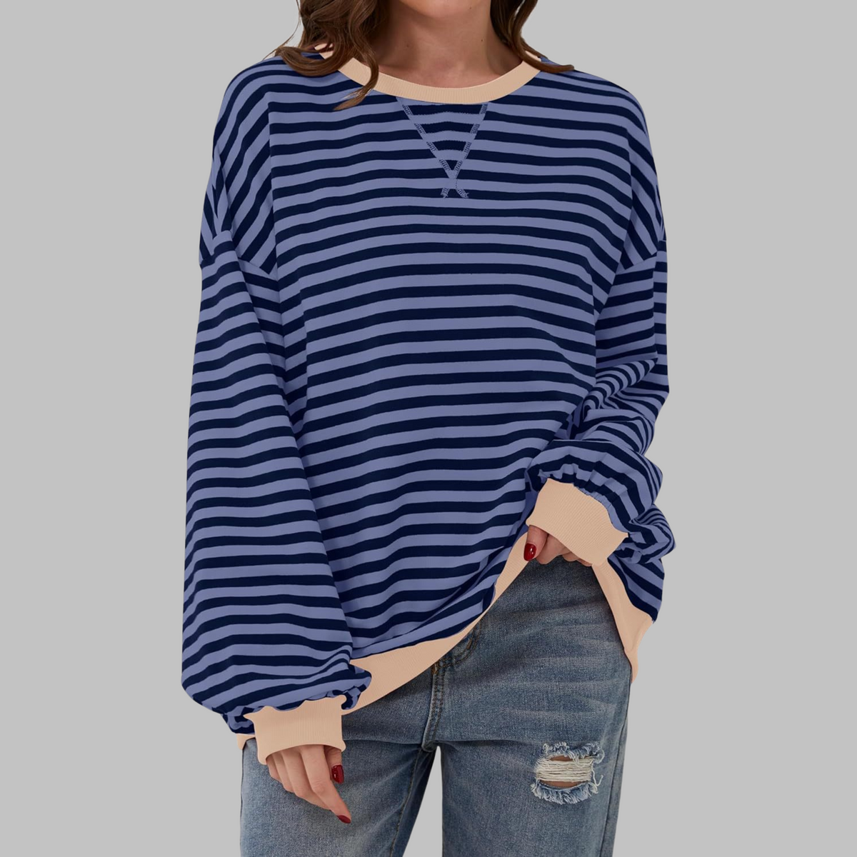 Sweatshirt Damen Gestreift | Weich & Bequem 6