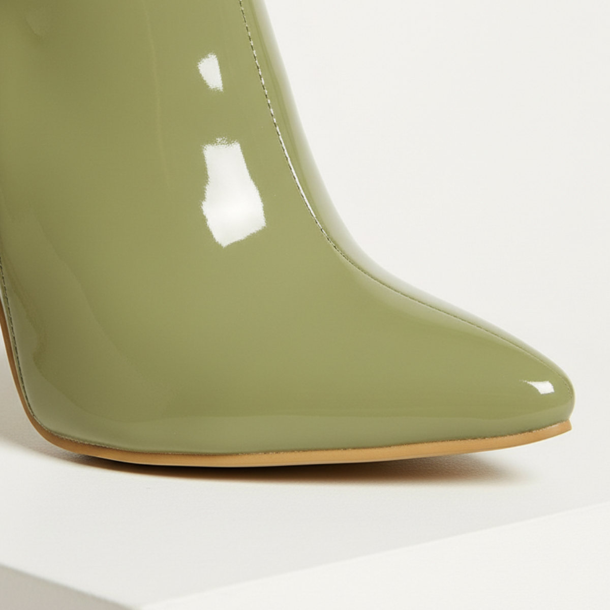 Damen Stiefeletten Glanzoptik Stiletto-Absatz Reißverschluss 3