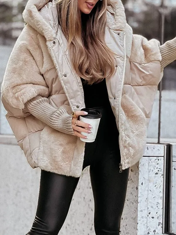 Winterjacke Damen mit Kapuze | Wärmeisolierend & Farbblock Design 13