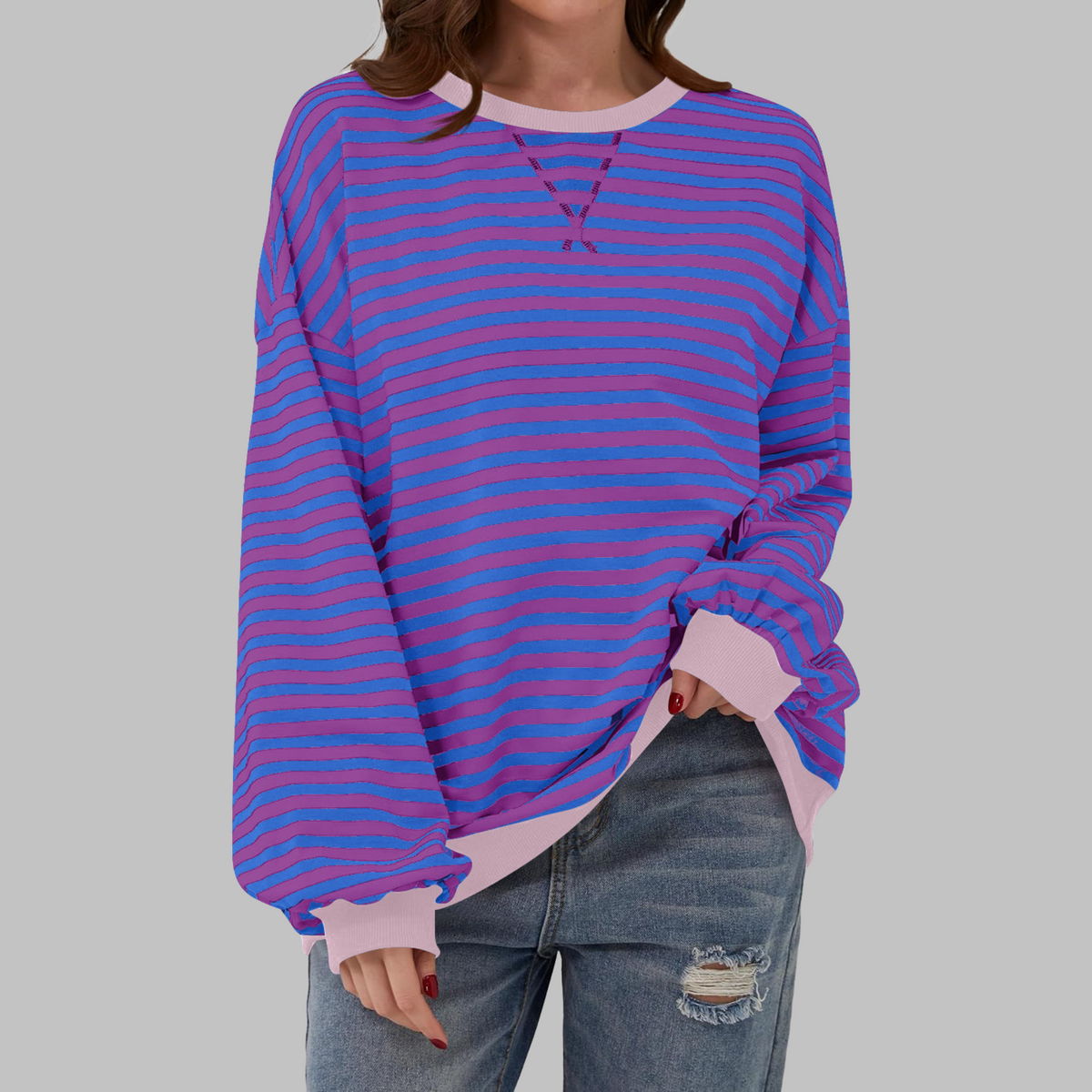 Sweatshirt Damen Gestreift | Weich & Bequem 12