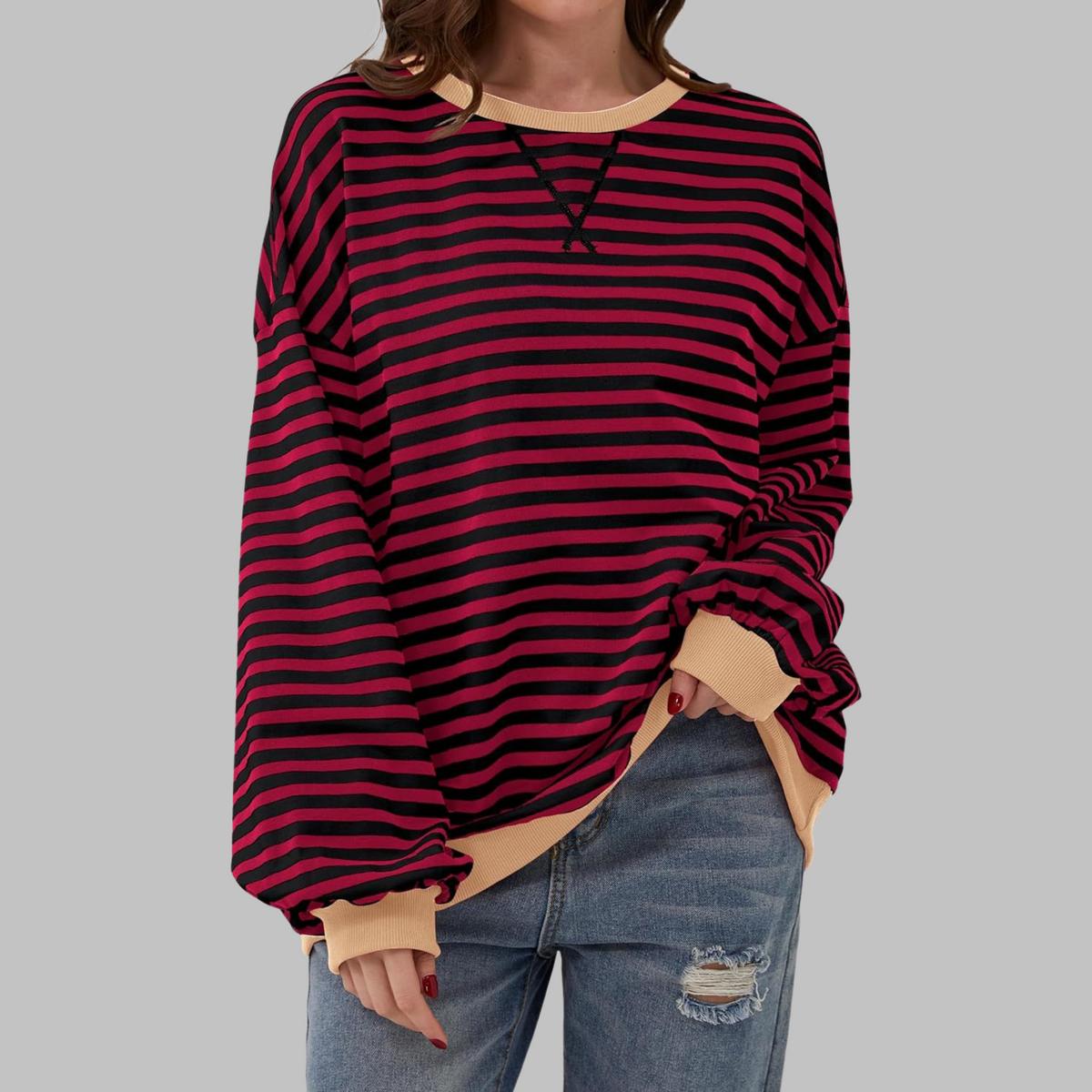 Sweatshirt Damen Gestreift | Weich & Bequem 7