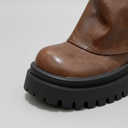 Damen Stiefel Schnallen Profilsohle Boots Used Look 4
