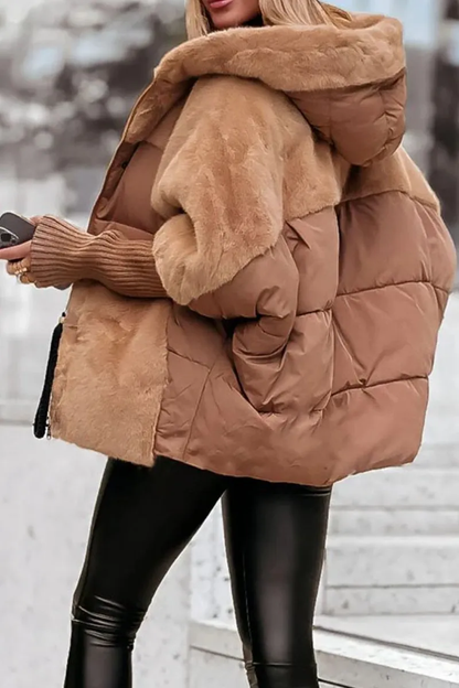 Winterjacke Damen mit Kapuze | Wärmeisolierend & Farbblock Design 2