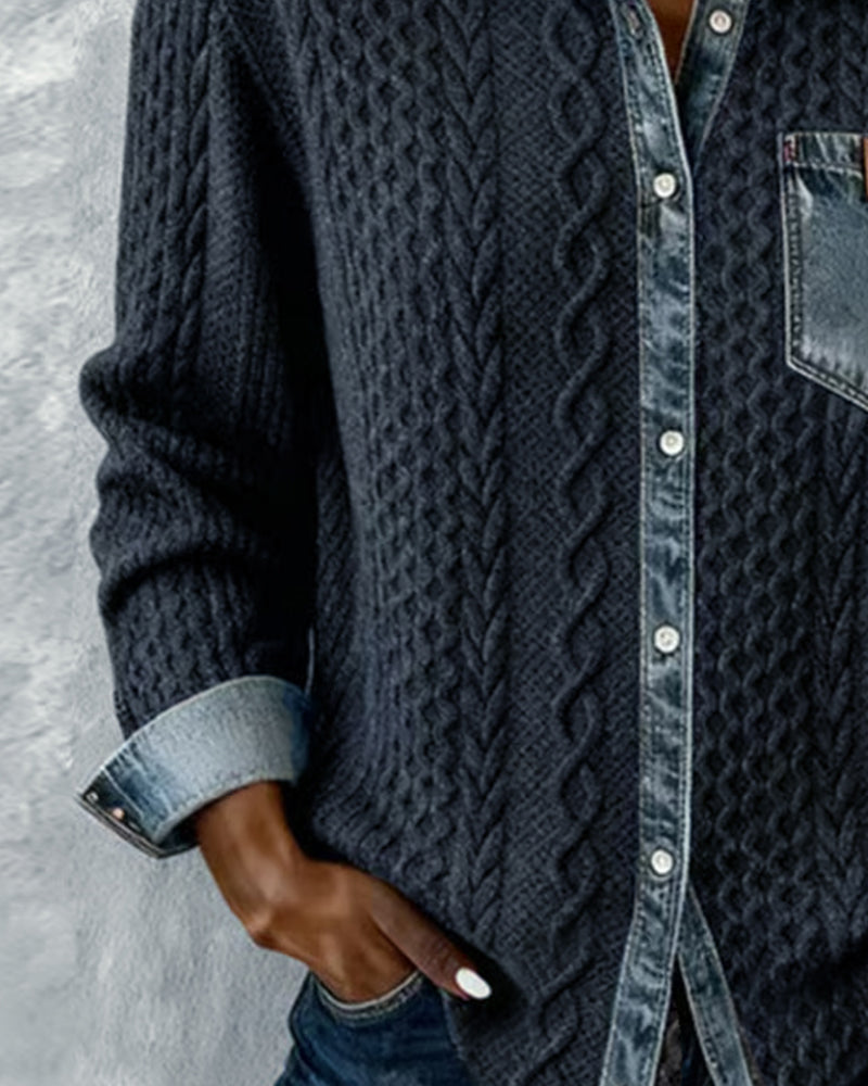 Strickjacke Damen | Zopfmuster & Kontrastdesign 11