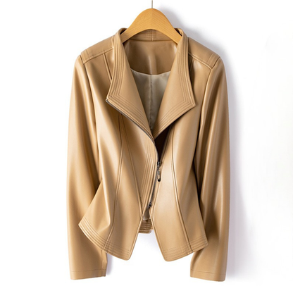 Damen Hochglanz Jacke Schmale Silhouette Revers Taillenschnitt 1