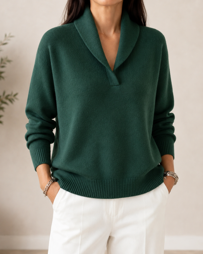 Damen V-Ausschnitt Pullover Wickeleffekt Strickpulli Langarm 2