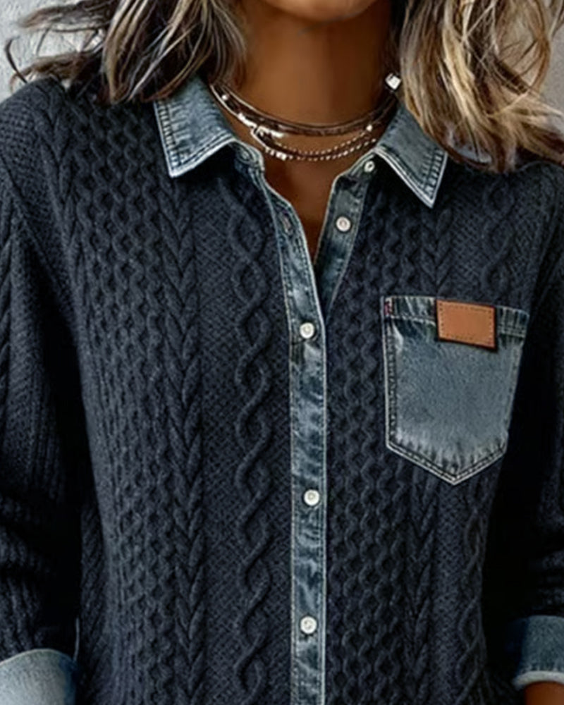 Strickjacke Damen | Zopfmuster & Kontrastdesign 12