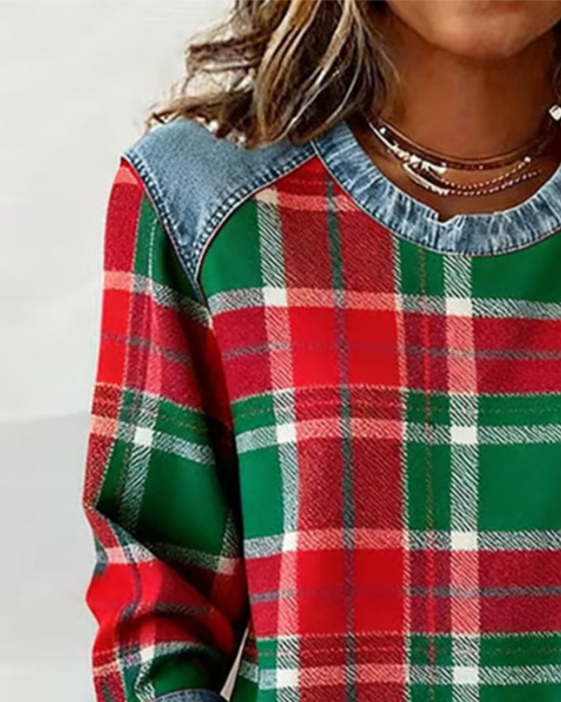 Karo-Sweatshirt Damen | Rundhalsausschnitt & Entspannter Schnitt 5