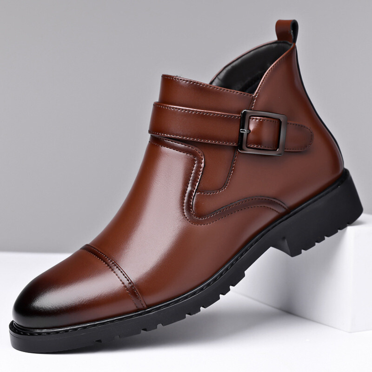 Damen Schnallenstiefeletten Ankle Boots Cap-Toe Design 1