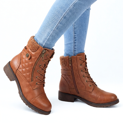Damen Ankle Boots Gepolstert Gesteppt Reißverschluss 1