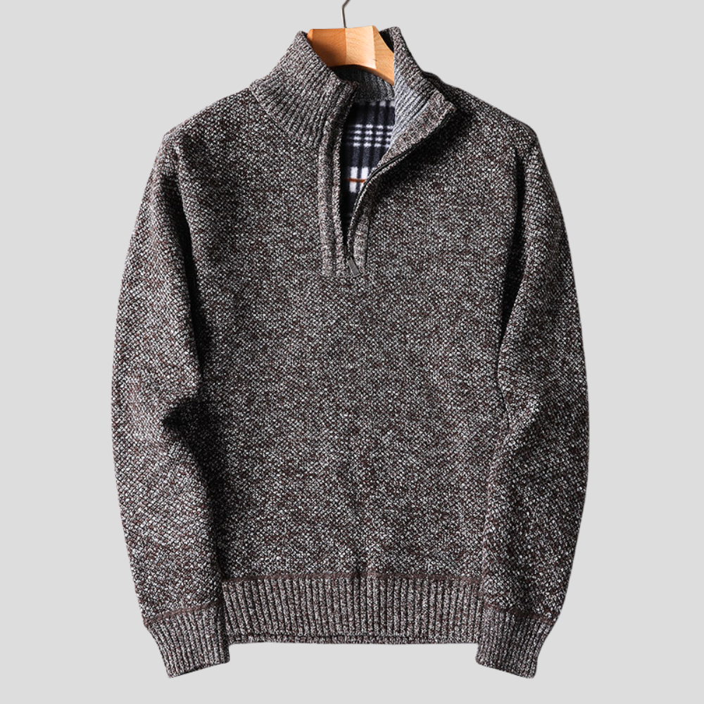 Herren Troyer Pullover Reißverschlusskragen Strickpulli 1