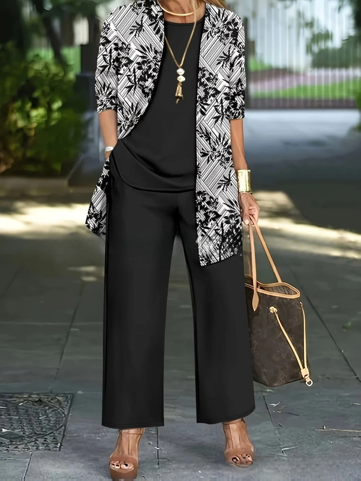 Cardigan Set Damen | 3-teilig mit Weste und Hose 13