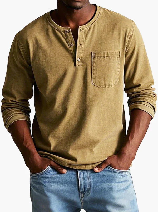 Langarmshirt Herren Henley-Stil | Bequem & Vielseitig Kombinierbar 7