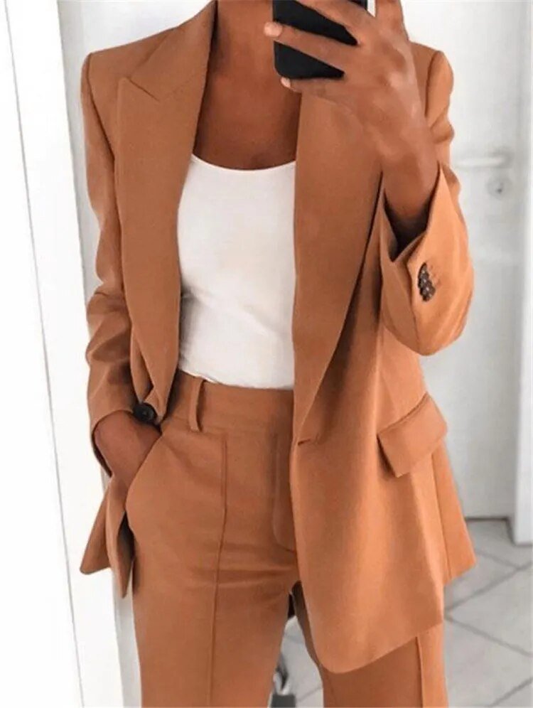 Blazer-Set Damen | Offener Blazer & Weite Hose 5