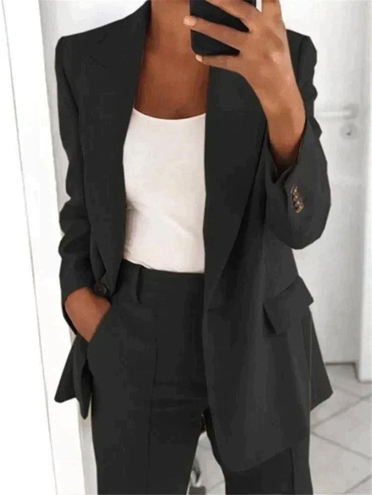 Blazer-Set Damen | Offener Blazer & Weite Hose 8