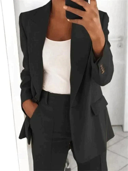 Blazer-Set Damen | Offener Blazer & Weite Hose 8