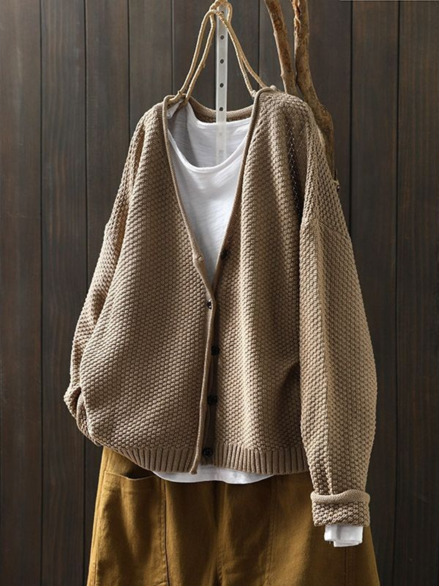 Strickjacke Damen Oversized | Weicher V-Ausschnitt 4