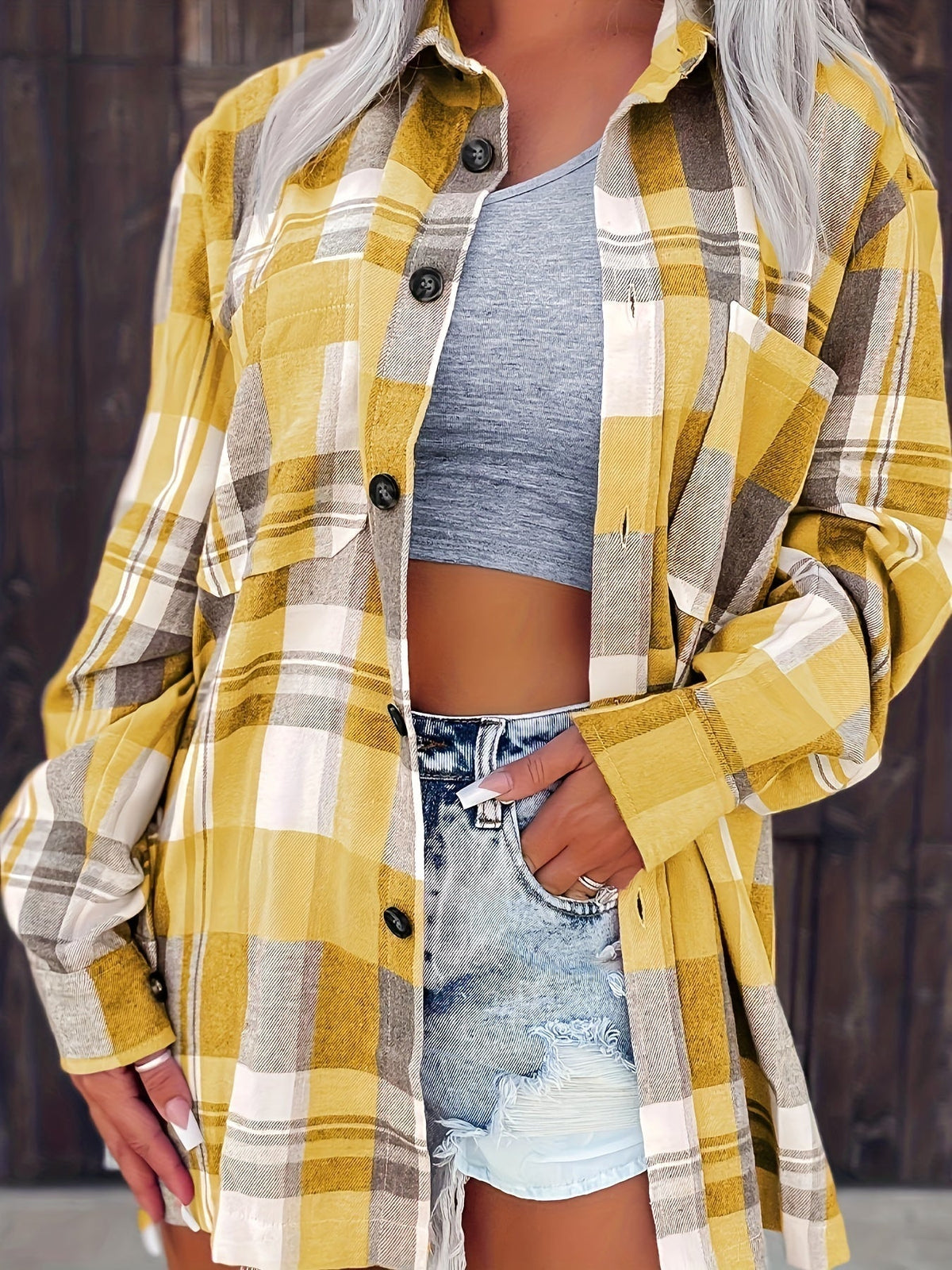 Hemdjacke Damen | Karo-Look & Oversize-Fit 2