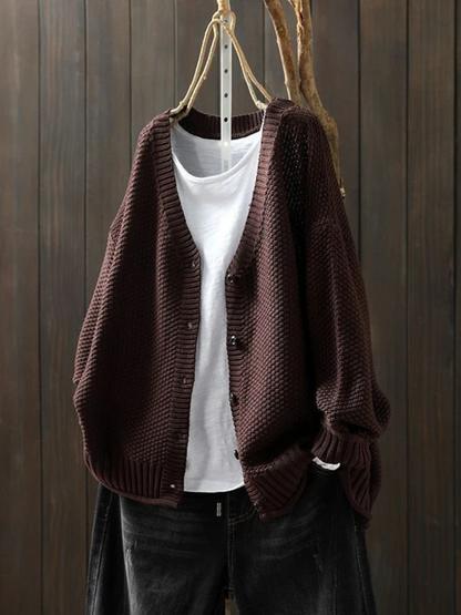 Strickjacke Damen Oversized | Weicher V-Ausschnitt 3