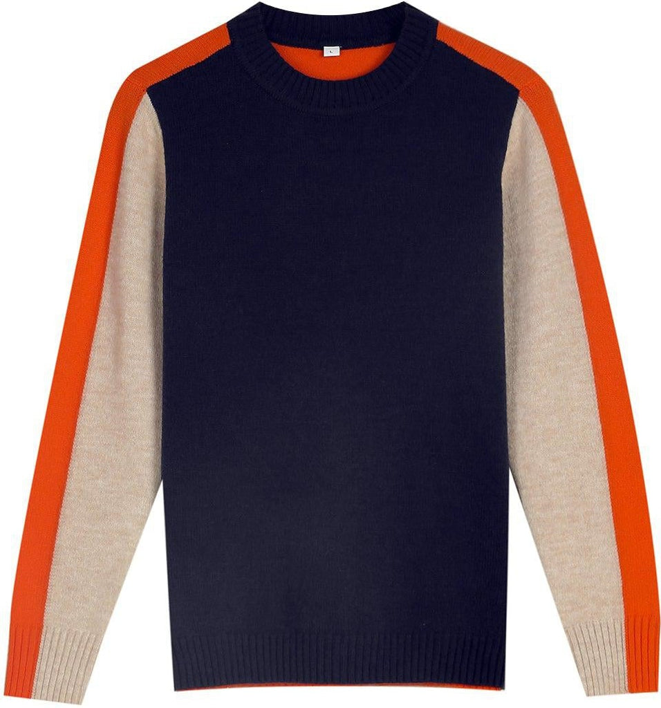 Damen Pullover Retro Streifen Colorblock Strickpullover 6