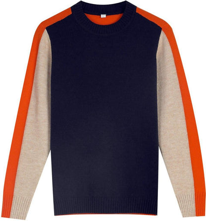 Damen Pullover Retro Streifen Colorblock Strickpullover 6