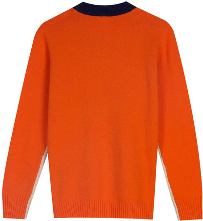 Damen Pullover Retro Streifen Colorblock Strickpullover 7