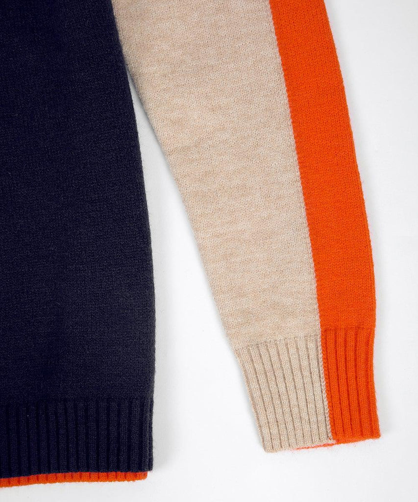 Damen Pullover Retro Streifen Colorblock Strickpullover 8
