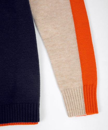 Damen Pullover Retro Streifen Colorblock Strickpullover 8