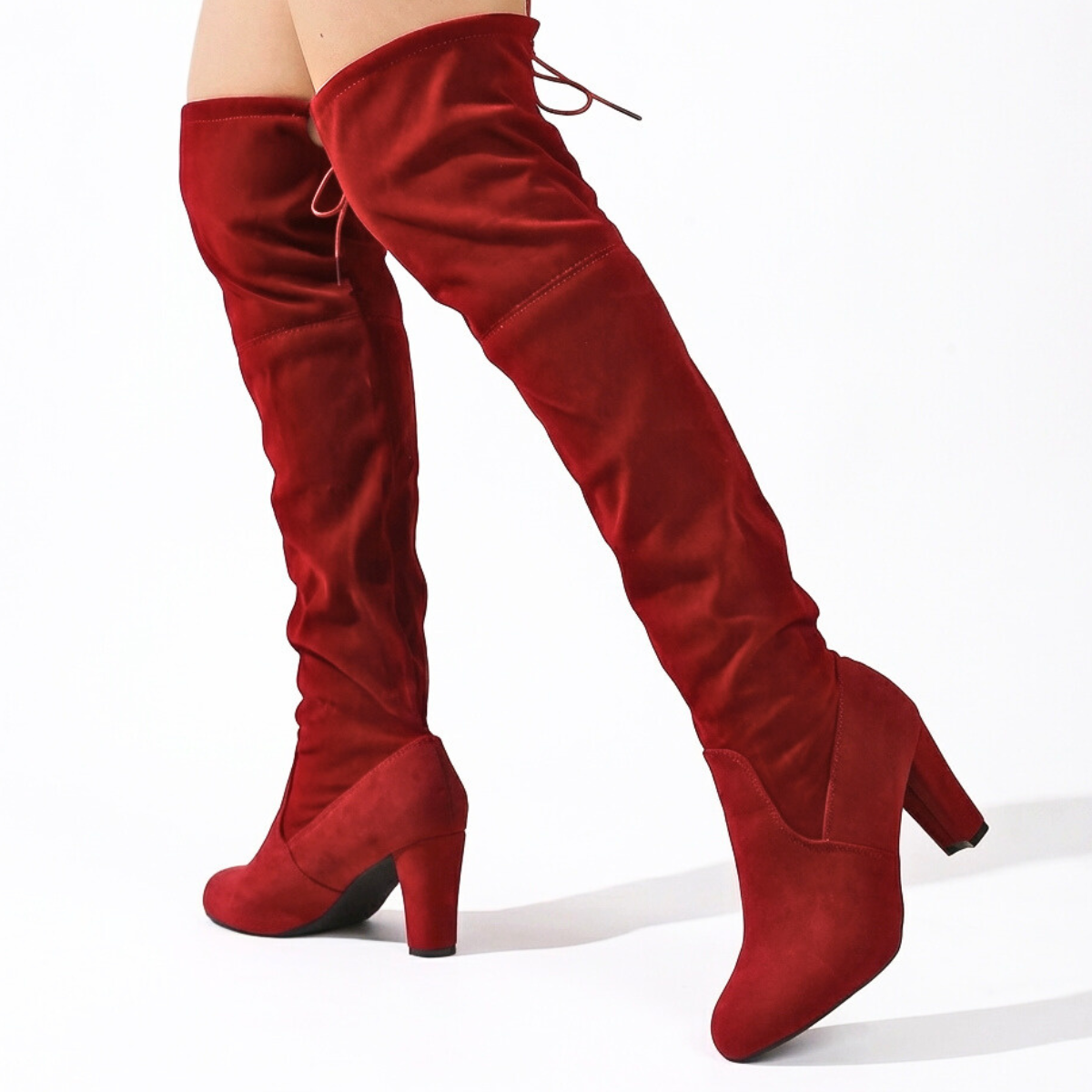 Damen Overknee Stiefel Erhöhter Absatz Winterstiefel 2