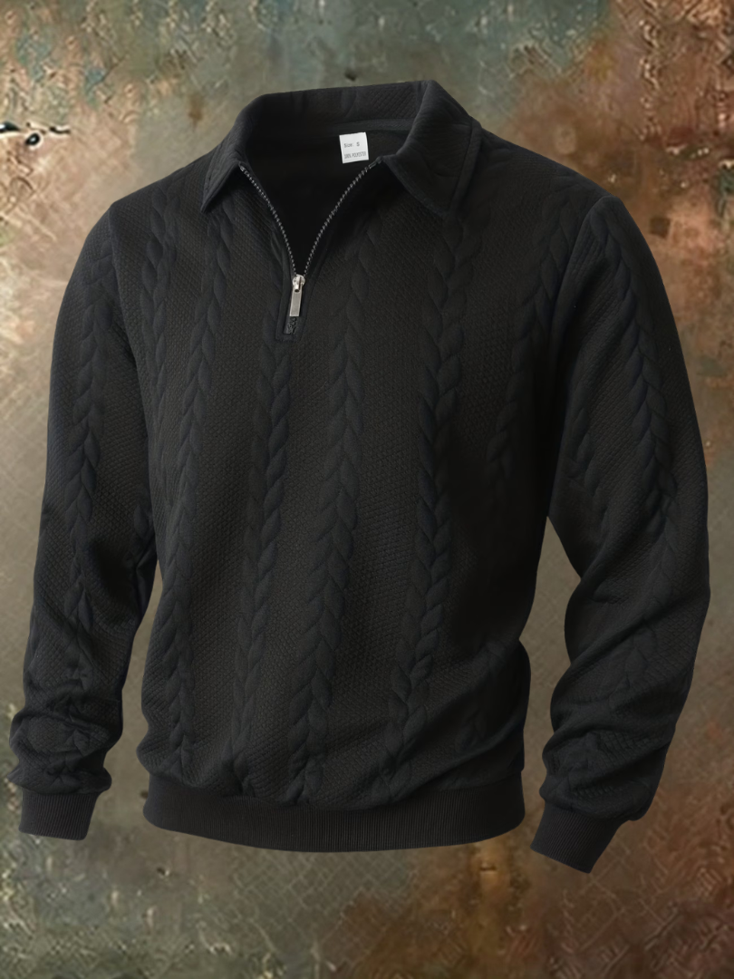 Zopfstrick Pullover Herren | Half-Zip & Warm 2
