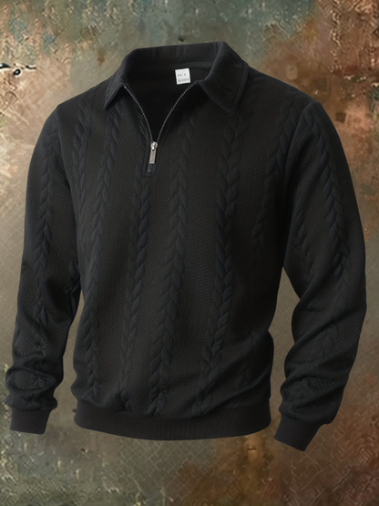 Zopfstrick Pullover Herren | Half-Zip & Warm 2