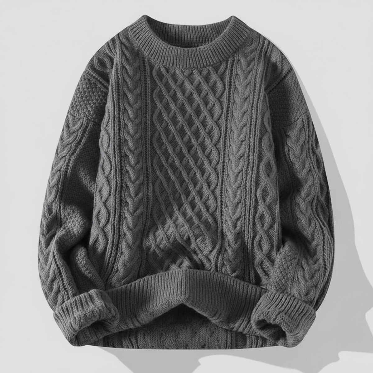Herren Strickpullover Rautenmuster Rundhals Strickjacke 7