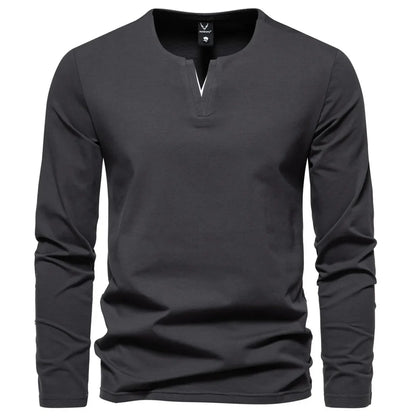 Herren Henley Shirt Langarm Regular Fit Freizeitshirt 2