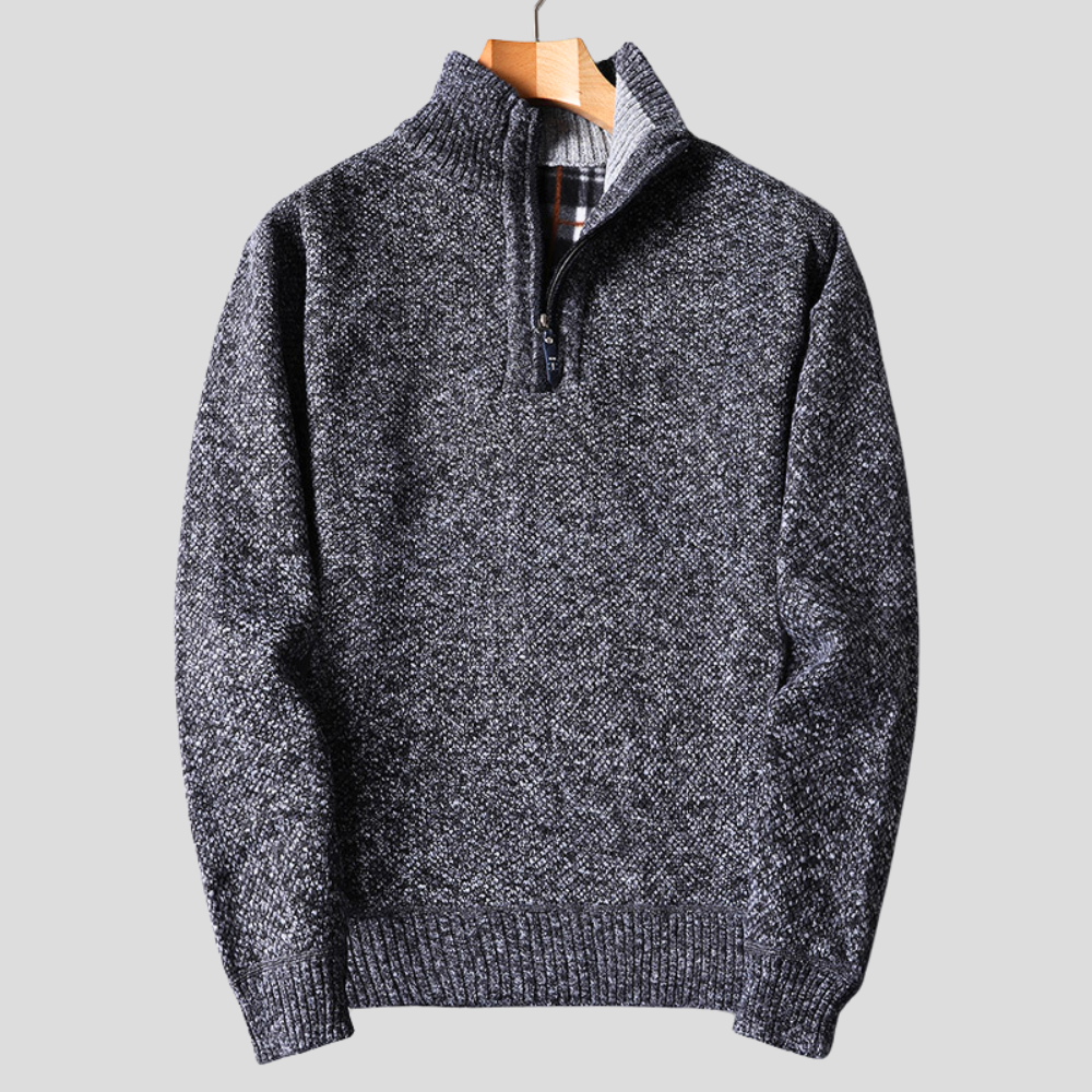 Herren Troyer Pullover Reißverschlusskragen Strickpulli 2