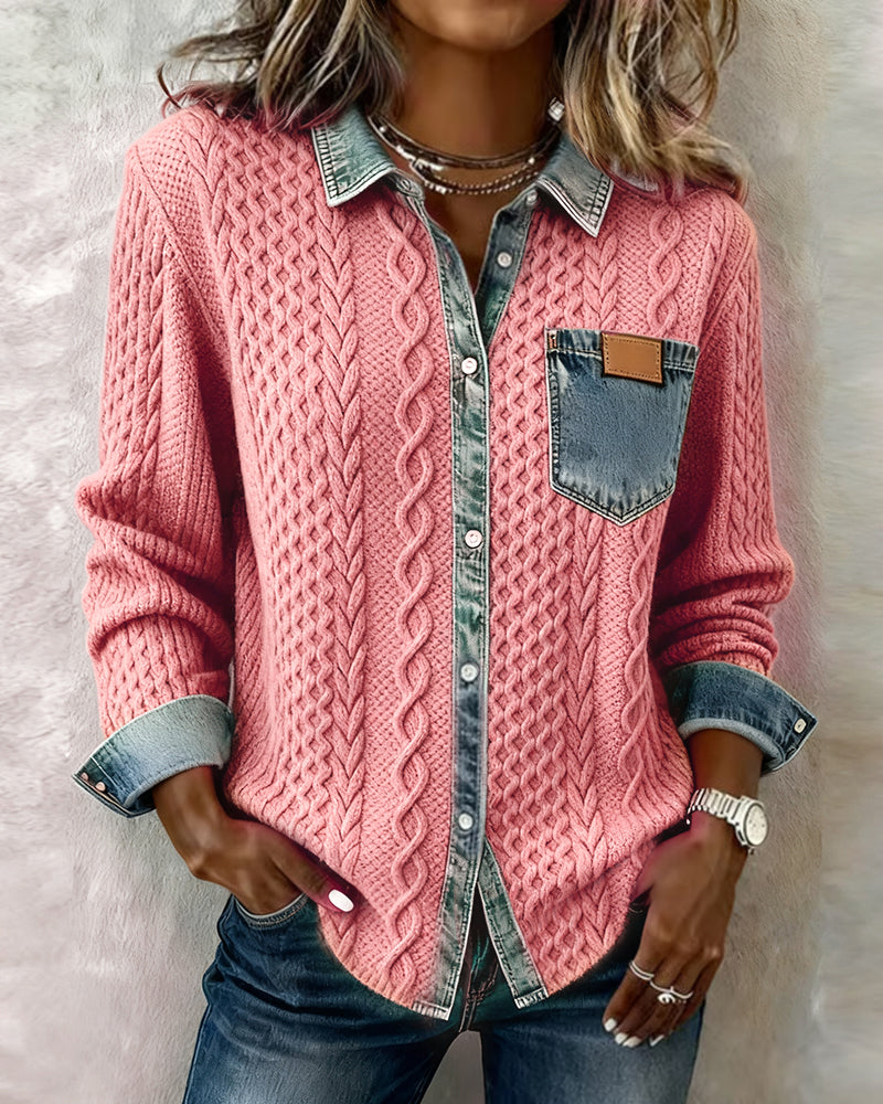 Strickjacke Damen | Zopfmuster & Kontrastdesign 2