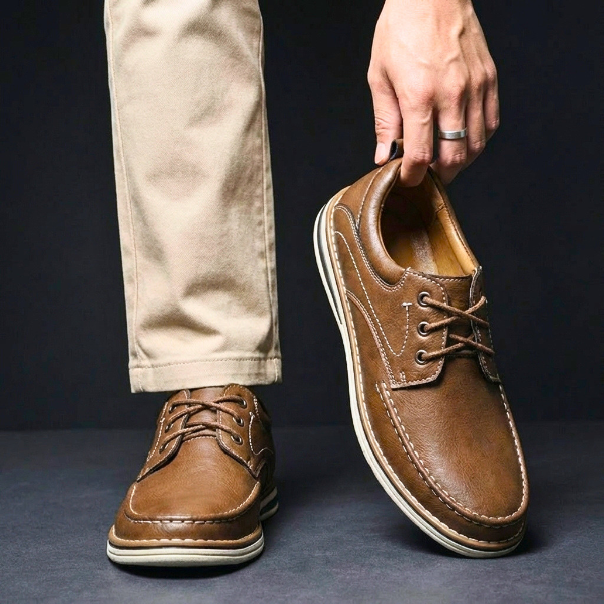 Herren Oxford Schuhe Klassisch Gepolstert Schnürschuhe 2
