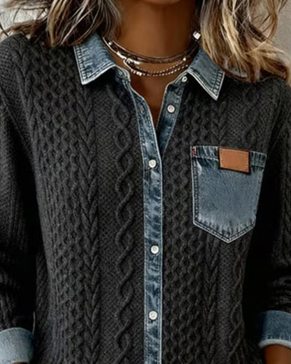 Strickjacke Damen | Zopfmuster & Kontrastdesign 6