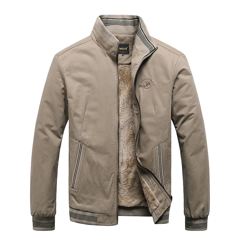 Herren Vintage Jacke Kragen Knopfverschluss Langarm Mantel 2