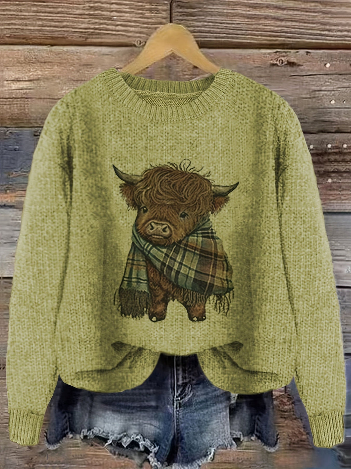 Strickpullover Damen | Highland-Kuh Motiv & Lockere Passform 1