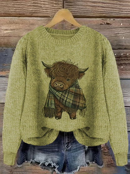 Strickpullover Damen | Highland-Kuh Motiv & Lockere Passform 1
