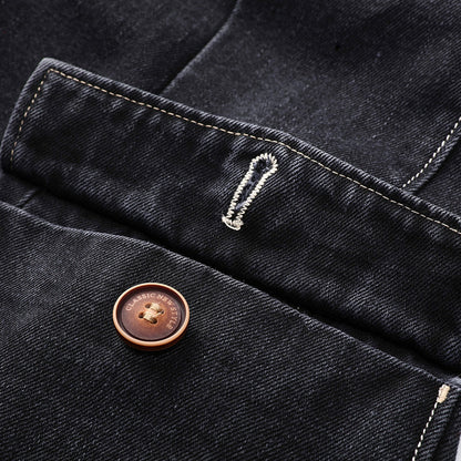 Herren Jeansjacke Dark Wash Knopfleiste Vintage Look 7