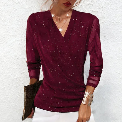 Langarmbluse Damen | Eleganter V-Ausschnitt 2