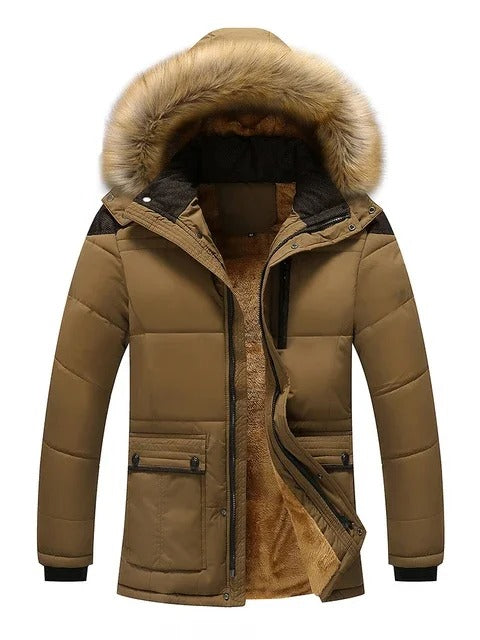 Herren Parka Wasserdicht Abnehmbare Kapuze Winterjacke 4