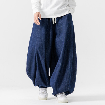 Herren Ballon-Jeans Verstellbarer Bund Weites Bein 4